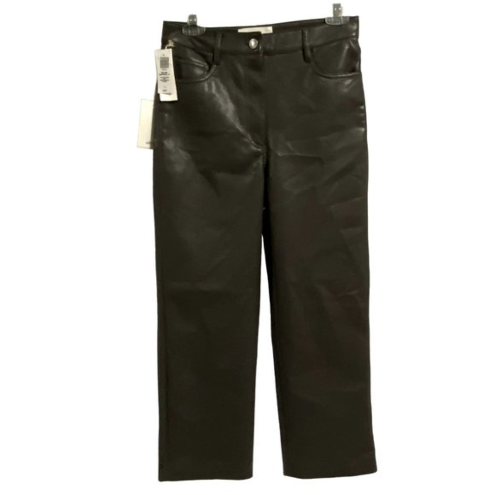 Aritzia Wilfred Melina Cropped Pant Grey‎ Faux Leather Size 6 NWT